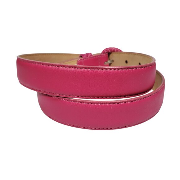 Talbots Hot Pink Smooth Leather Belt Women's M Braided-Trim Made Italy - Picture 3 of 7